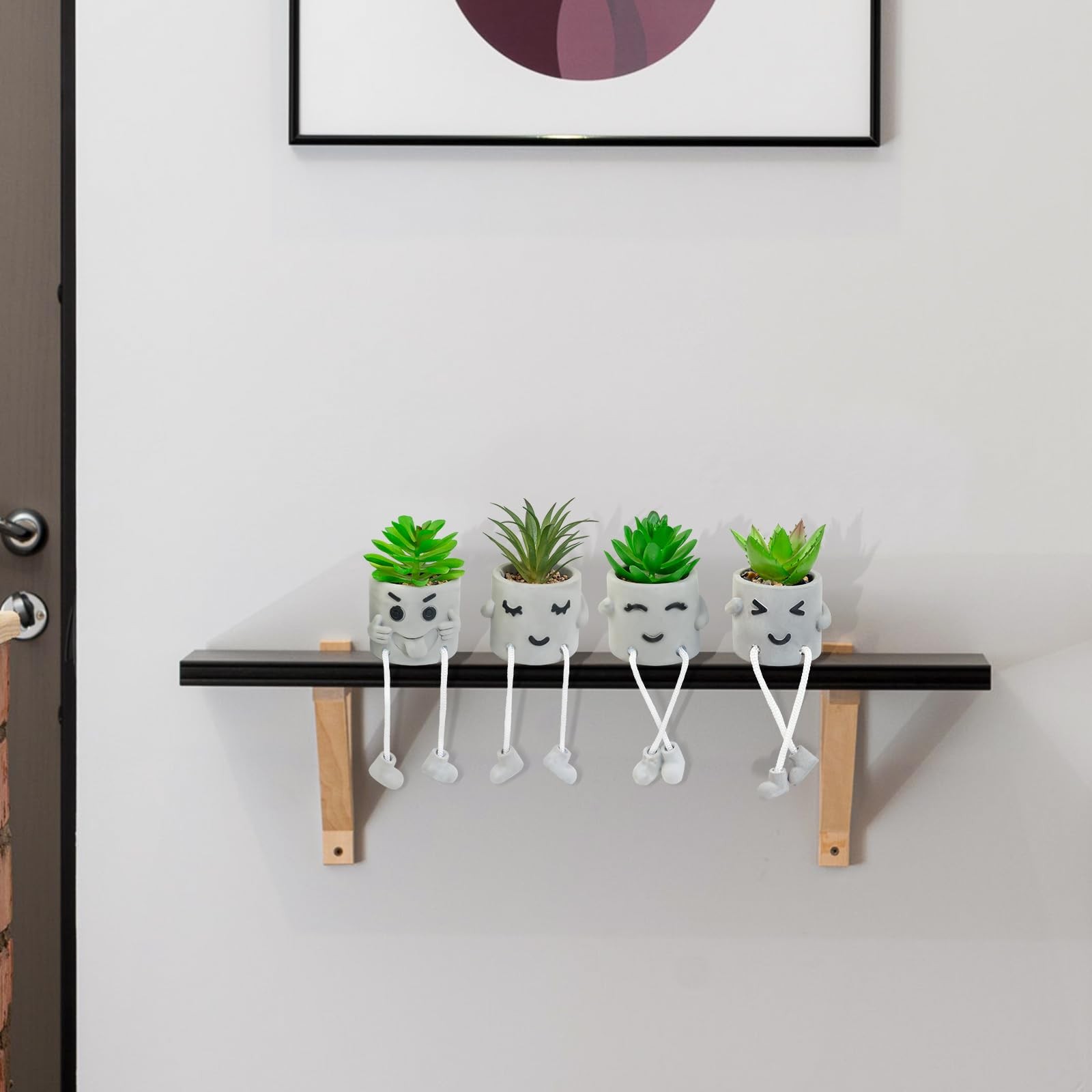 Set Of 4 Small Artificial Succulents Potted Plants Faux Succulents Desk Decorati