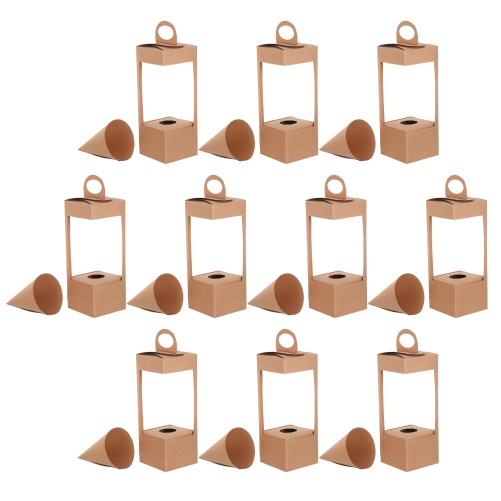 10Pcs Folding Paper Flower Basket Handled Floral Arrangement Box for Home Decor
