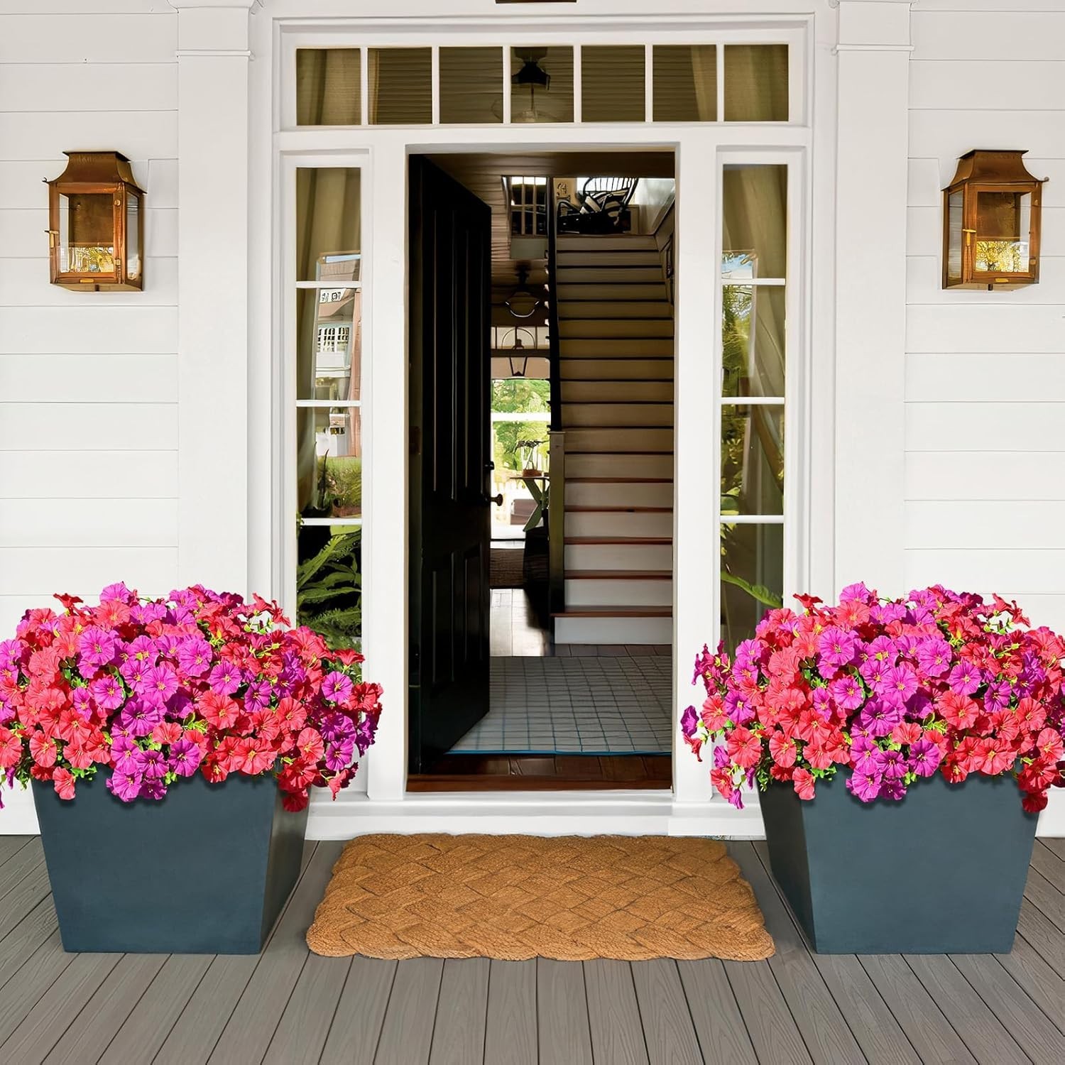 14 Bundles Artificial Flowers for Outdoors, UV Resistant Artificial Outdoor