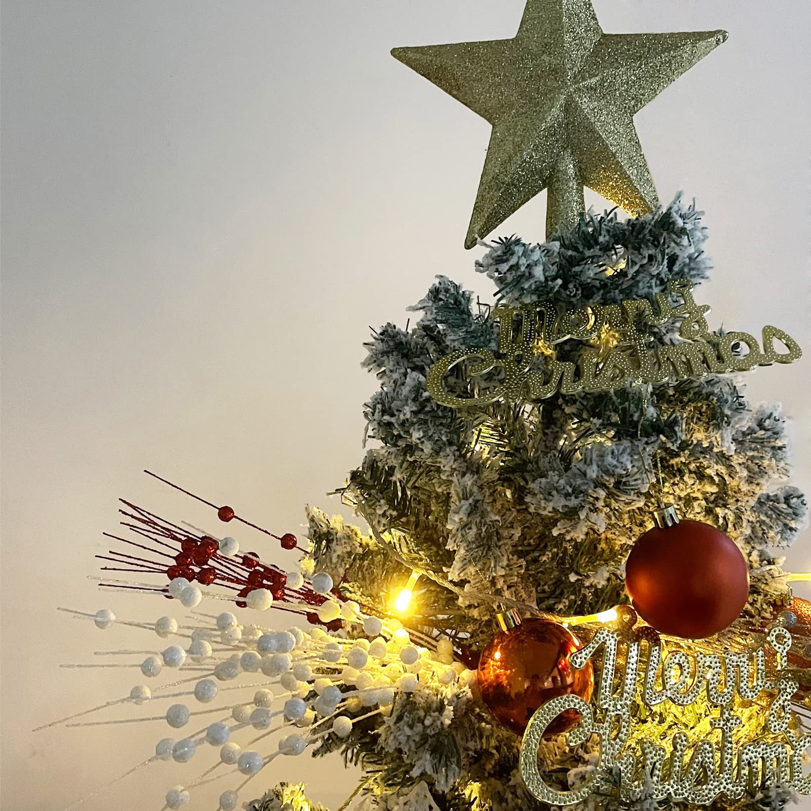 Christmas Artificial Glitter Berry Stem Decorations Decorative Bead Sticks Xm…