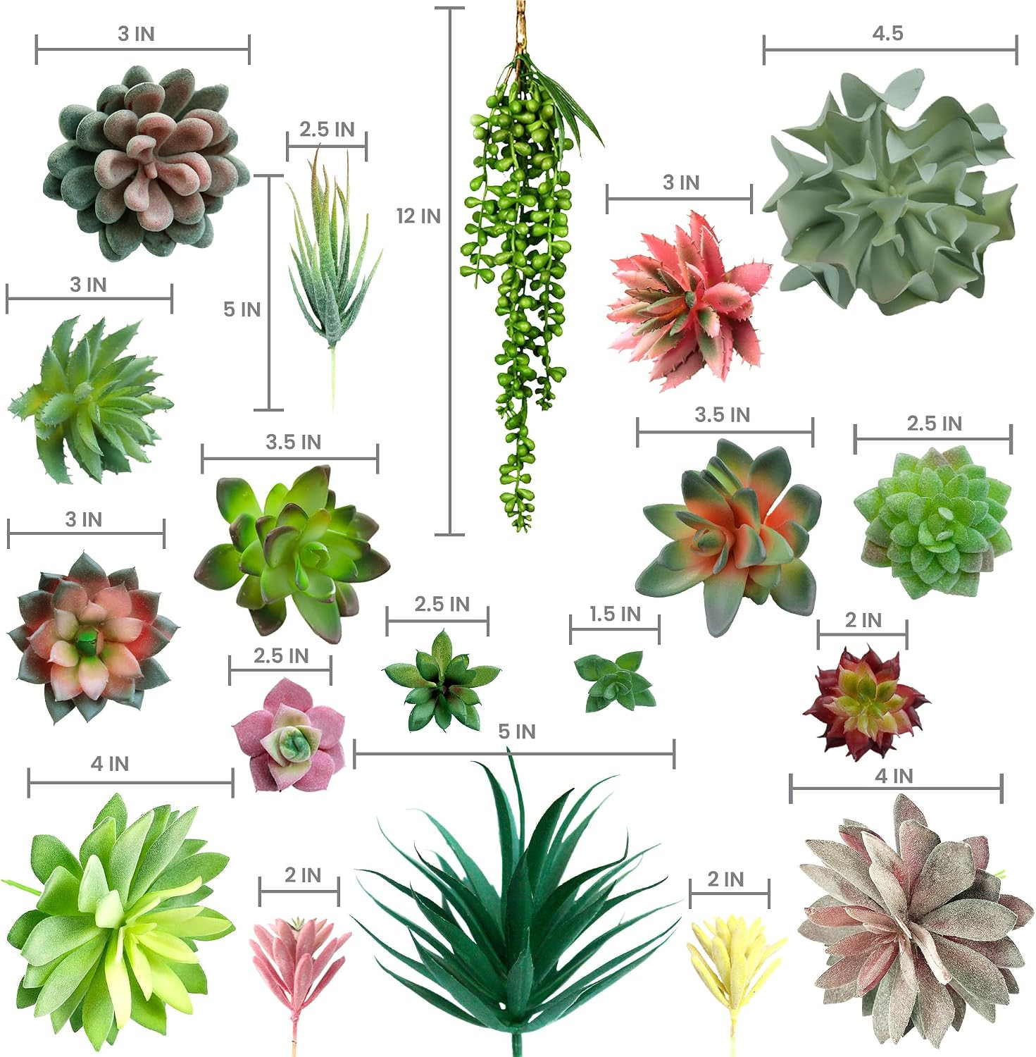 20 Pack Realistic Fake Succulents – Large Faux Plants for Home Decor