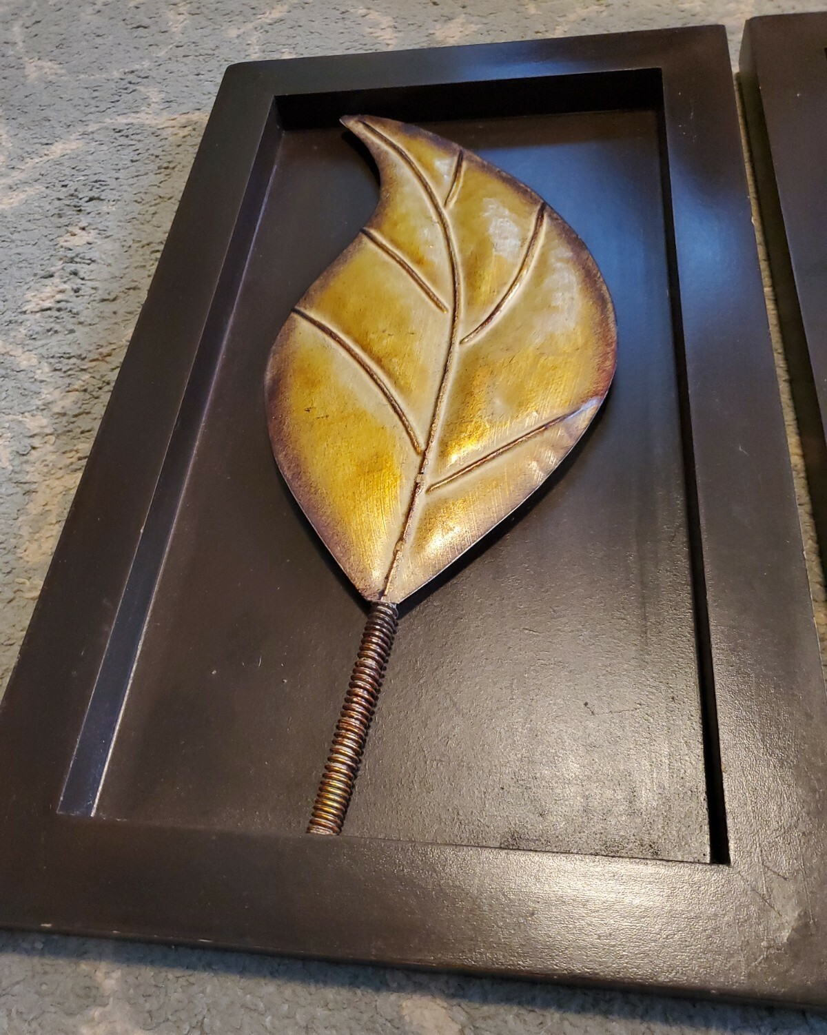 Natural Leaf Gold Framed Fall home decor on brown rectangular frames set of two♡