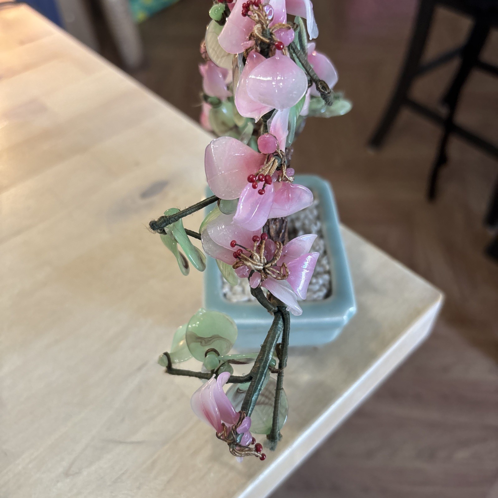 VTG Pink Cherry Blossom Bonsai Tree 7”