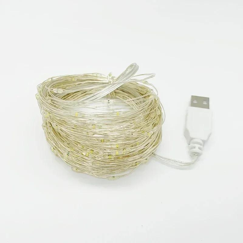 USB LED String Lights Silver Wire Garland Light Waterproof Fairy Lights
