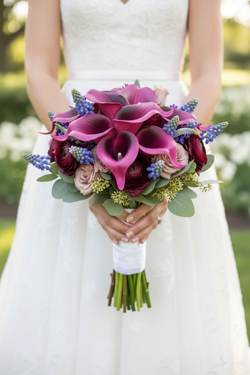 Plum Purple Calla Lily Bundle Real Touch Faux Flowers Deep Purple Calla Lilies