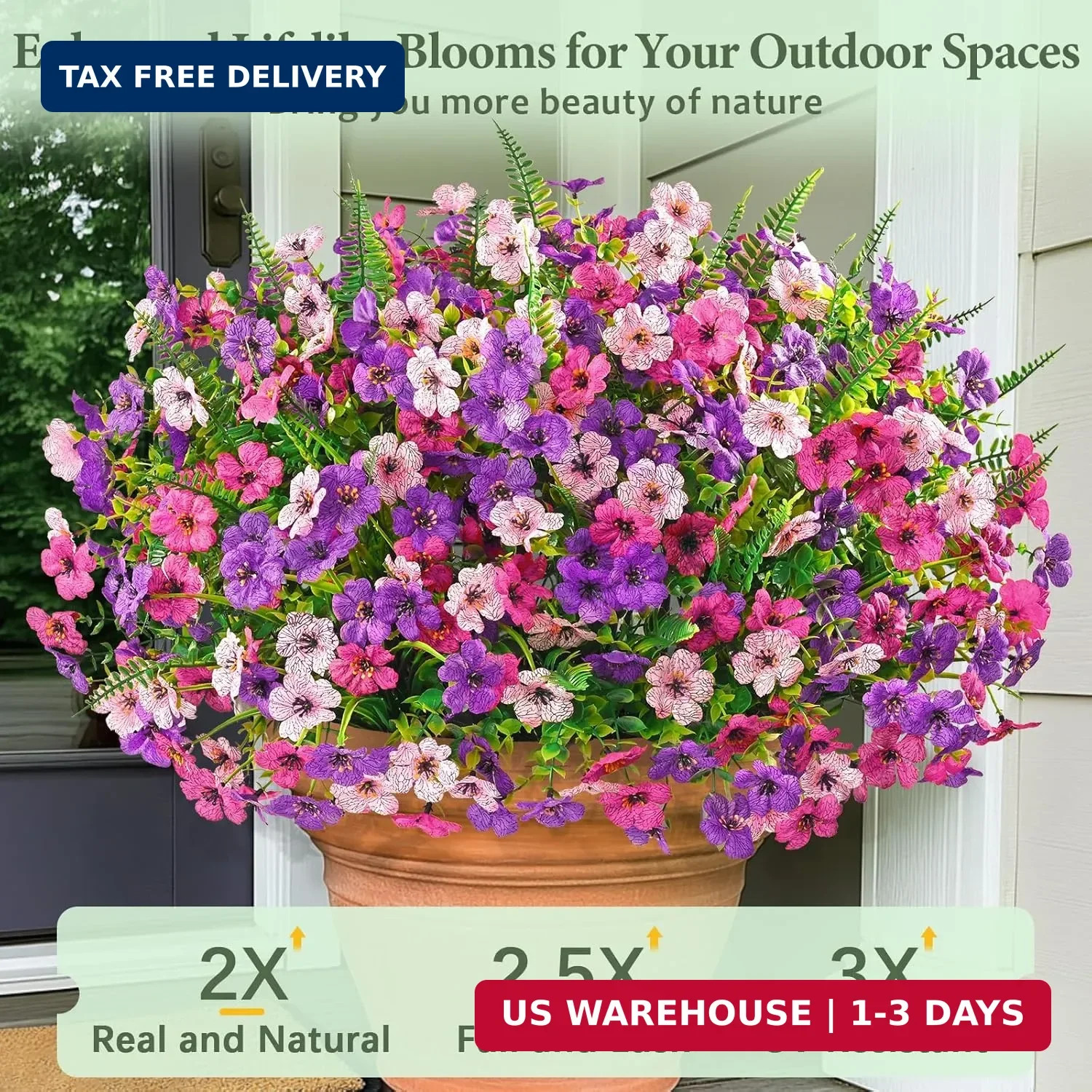 Yastouay 12 Bundles Artificial Flowers for Outdoors, UV Resistant Artificial Out