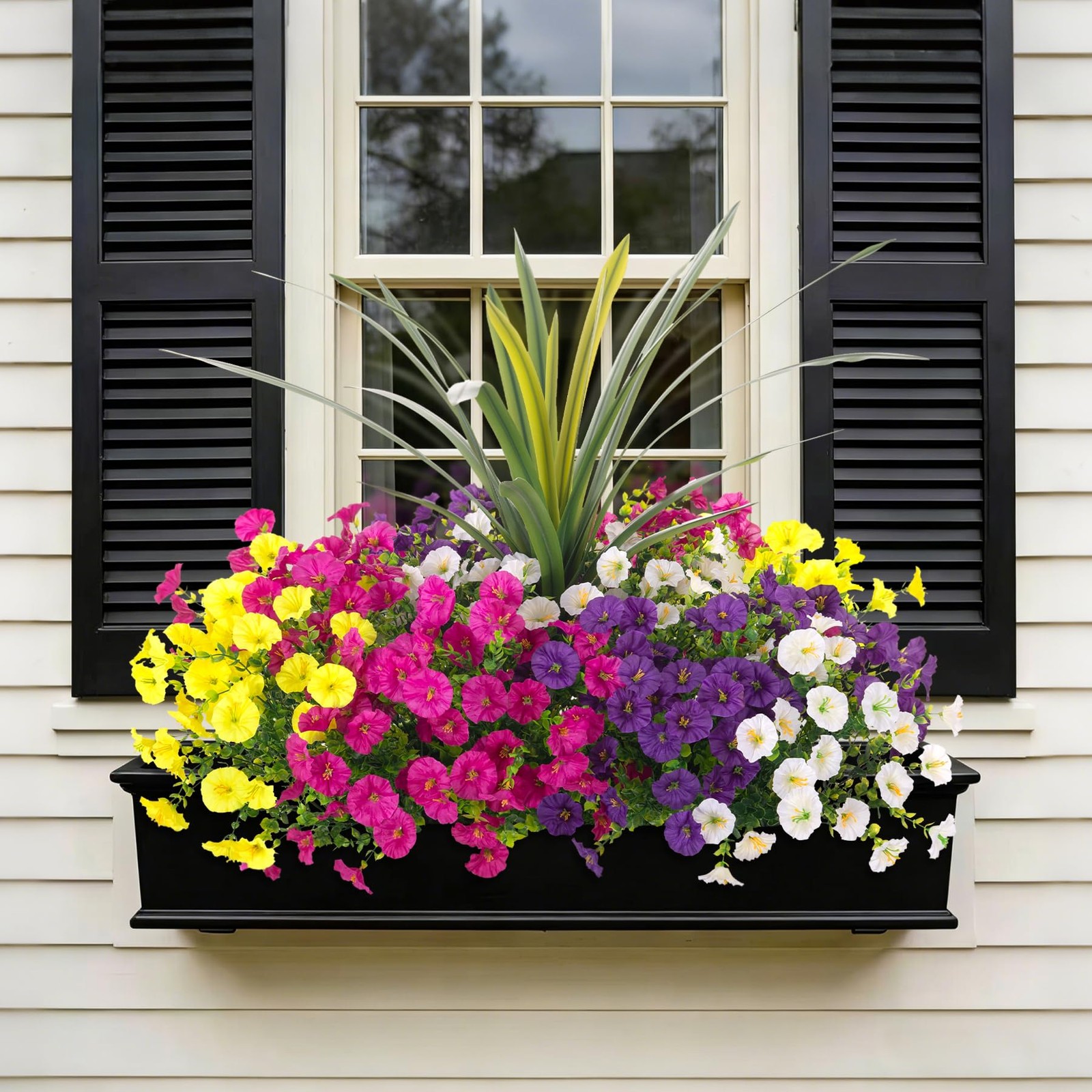 Artificial Flowers for Outdoors Fake Plants Outside, 12 Bundles Silk Morning …