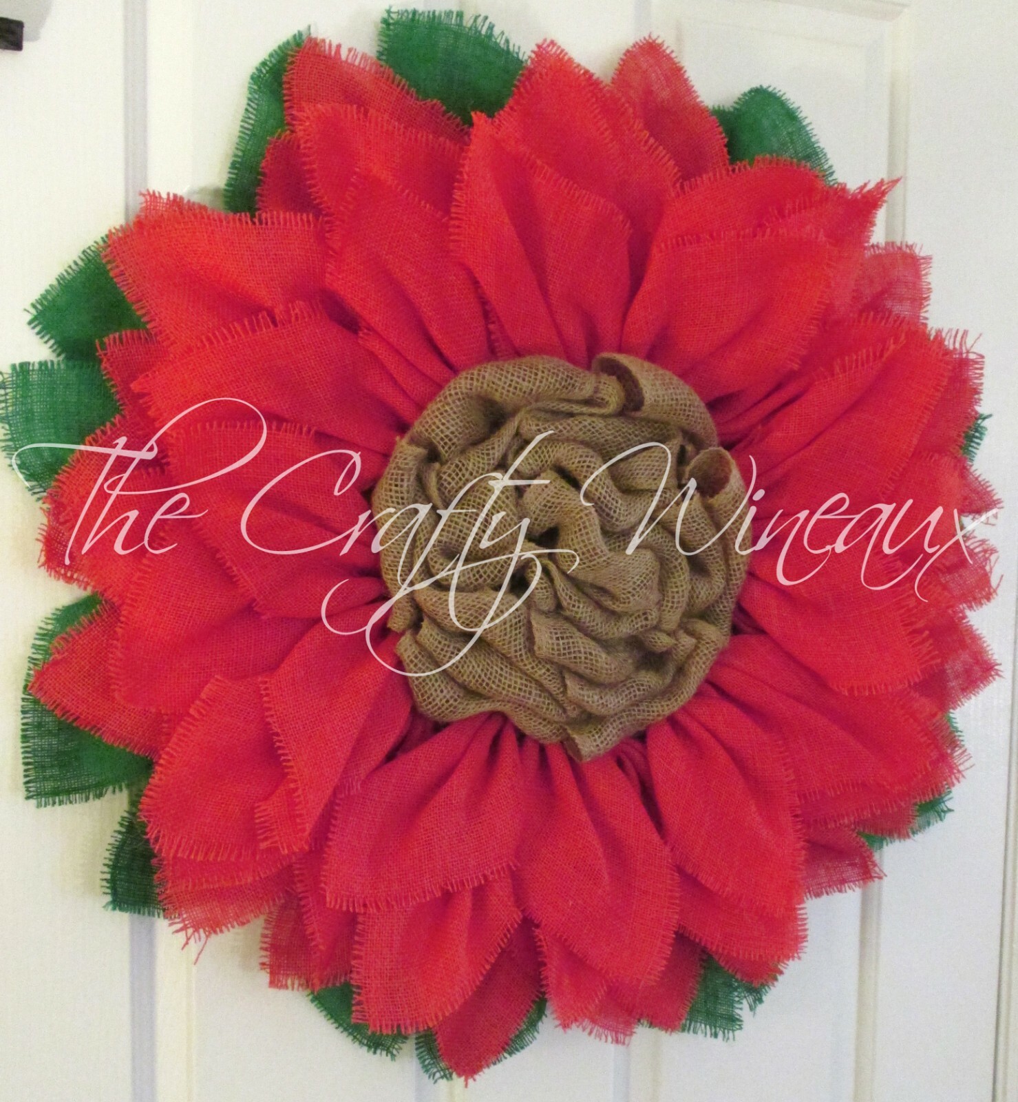The Crafty Wineaux – Extra Large 30″ Rich Coral Pink Burlap Sunflower Wreath