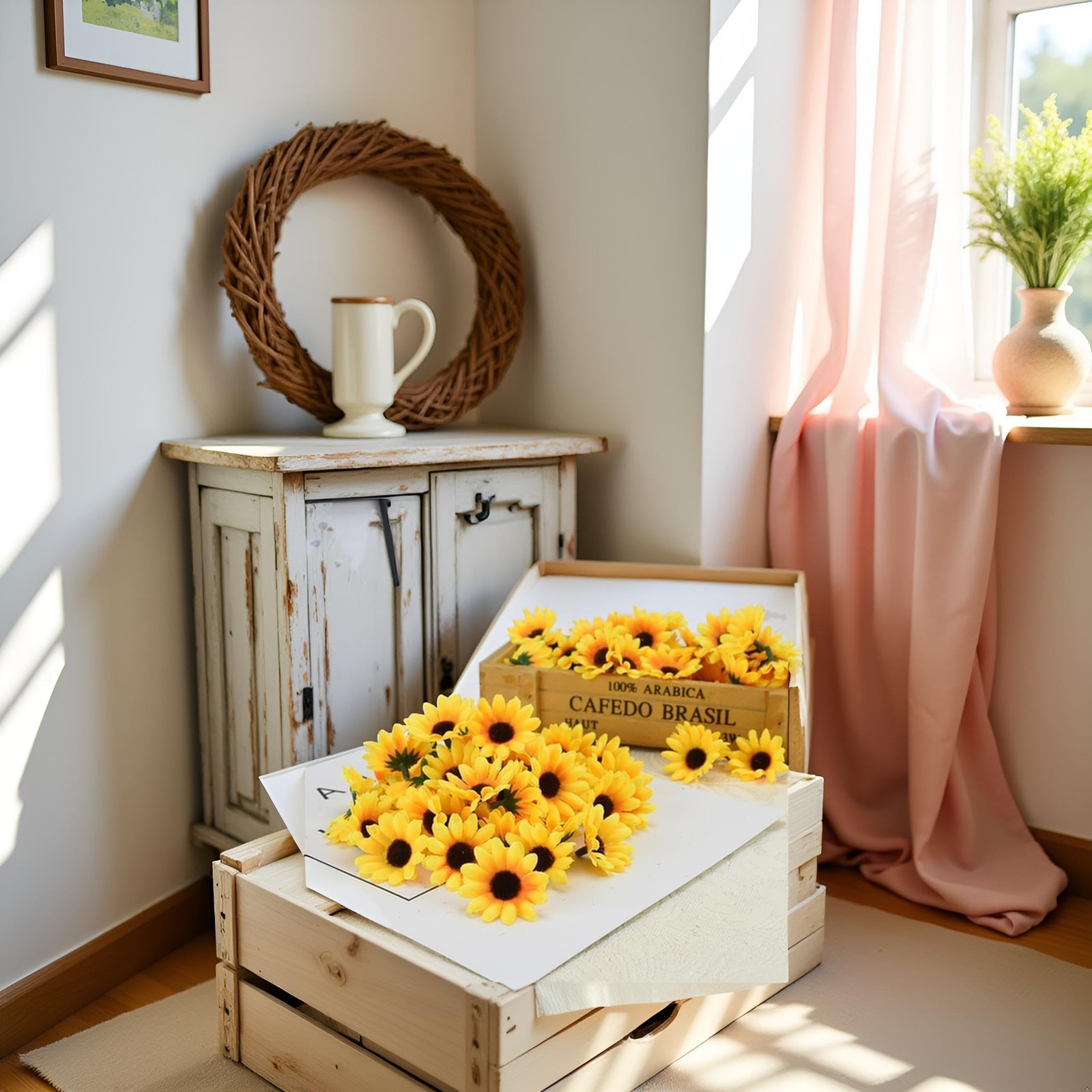 100 Pcs Artificial Sunflower Heads, Yellow Artificial Flower Heads Mini Fake …