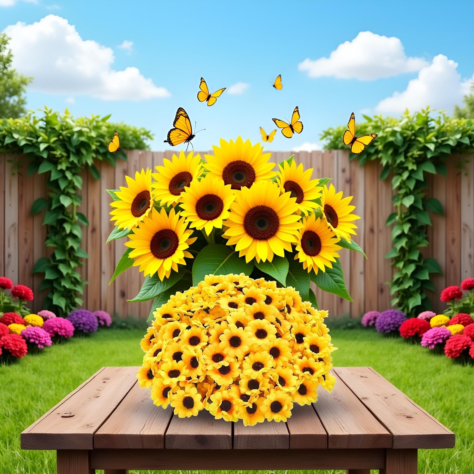 100Pcs Yellow Artificial Flower Heads Mini Fake Sunflower Decorative Fabric F…