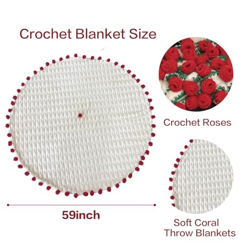 Rose Flowers Bouquet Blanket, Plush Flannel Rose Bouquet Throw 59 Inches