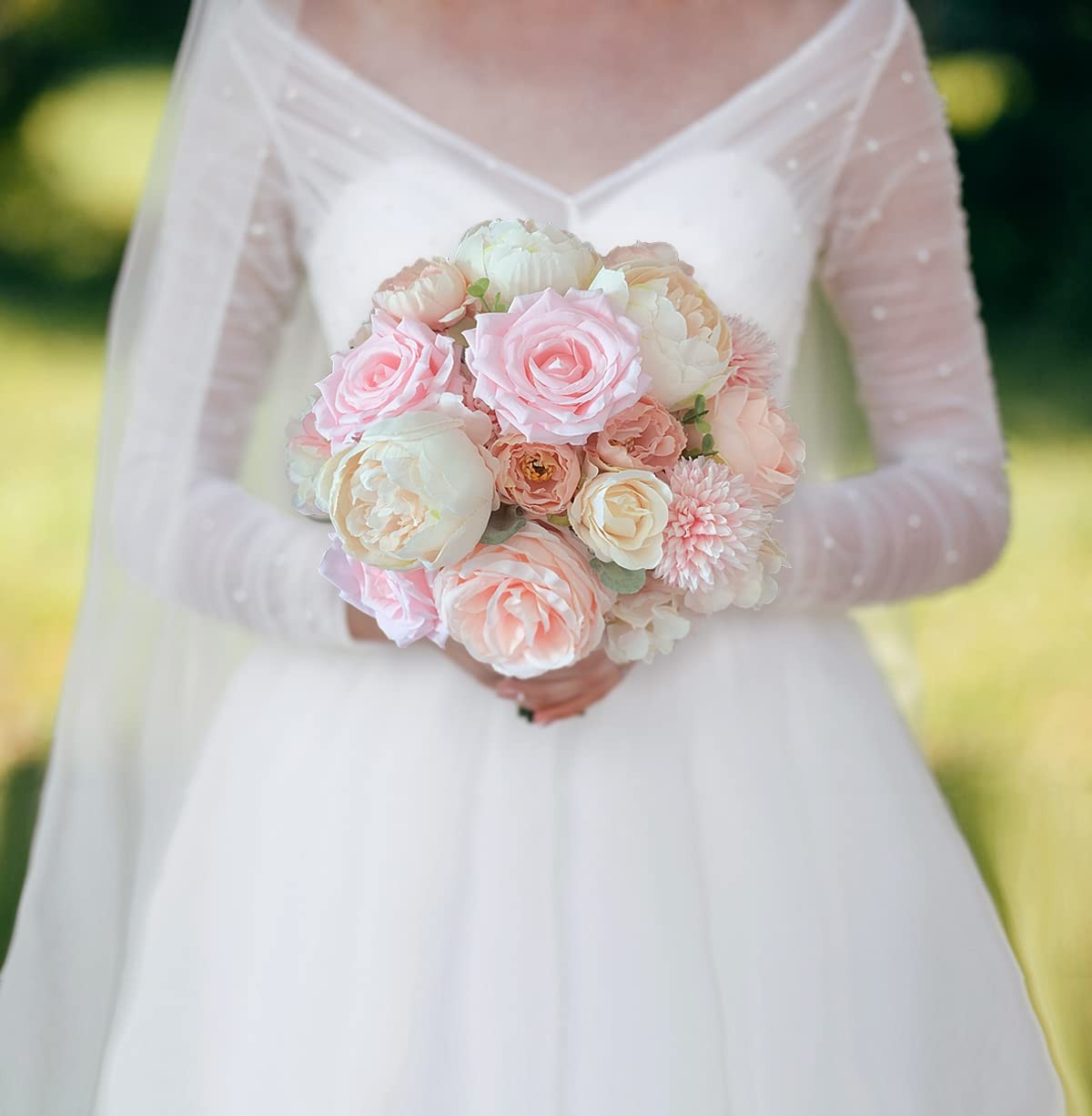 Pink Peonies Silk Roses Bulk Artificial Flowers 20pc DIY Wedding Bouquet Party D