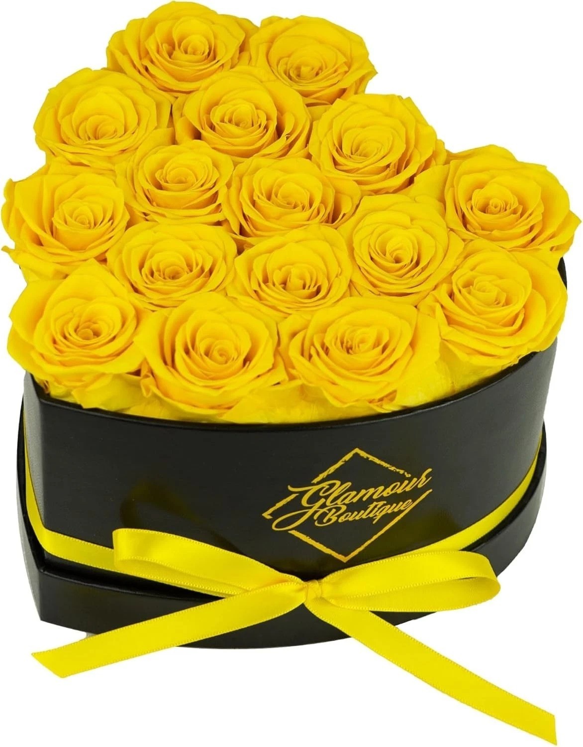 Beautiful 16 Yellow Eternal Roses Heart Box – Mom Anniversary Birthday Gift