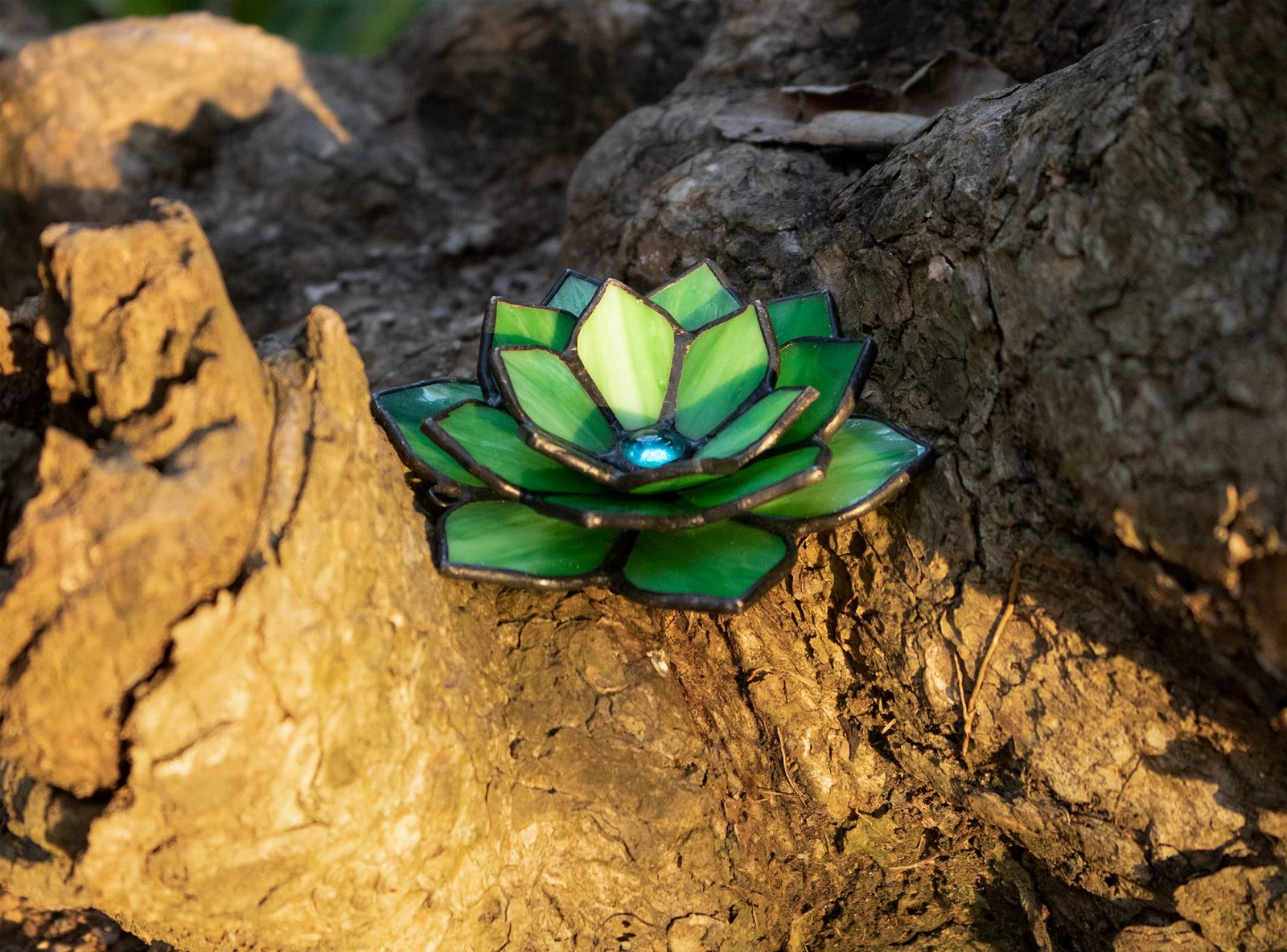 Artificial Succulent Plant, 1 pcs 3D Stained Glass Succulent Ornament, Handma…