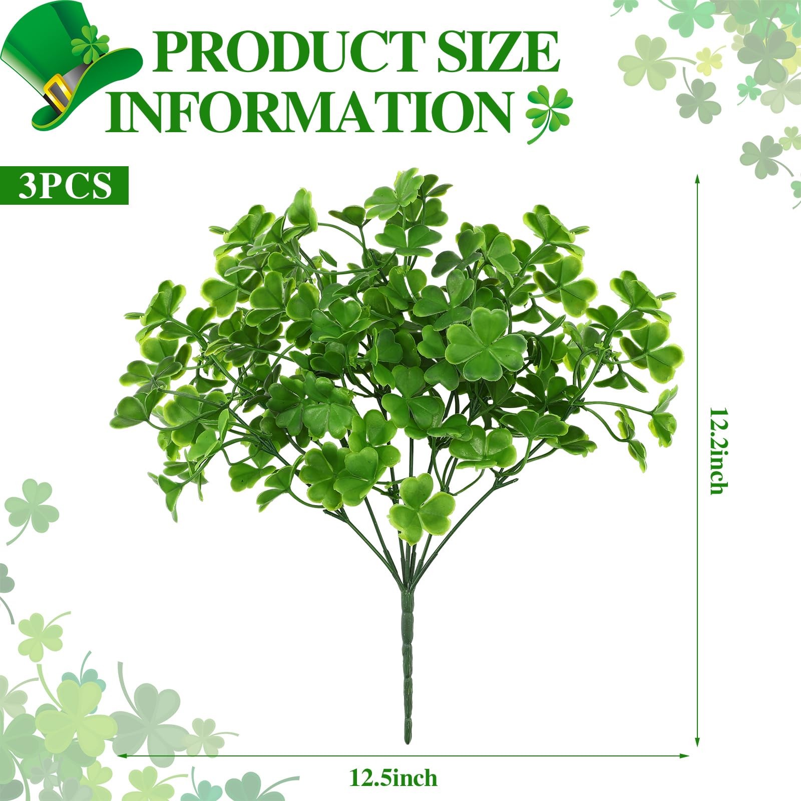 3 Pcs Artificial Shamrock Flower Bush Faux Three Leaf Clover Plants for St Pa…