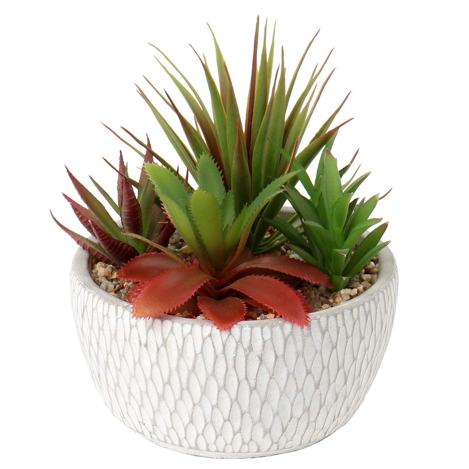 Fake Succulents Black Cement Pot Artificial Plants Arrangement Home Decor