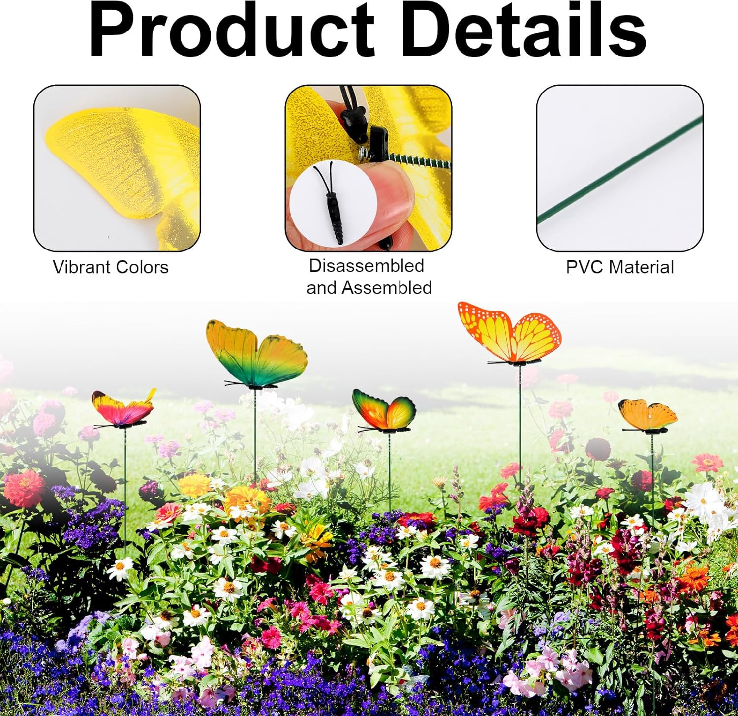 12Pcs Decorative Butterfly Plant Stakes, 9.8In Lifelike Butterfly Garden Stakes