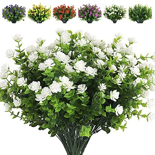 Realistic White Artificial Eucalyptus & Lotus Bouquet – 8Pcs for All Occasions