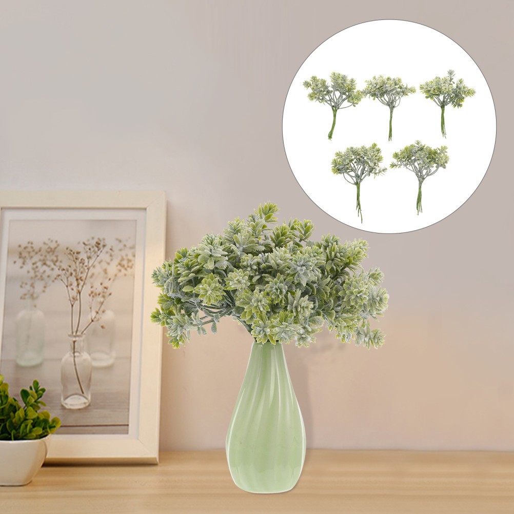 5Pcs Fake Leaves Branch for Indoor Decoration with Lifelike Green Leaves