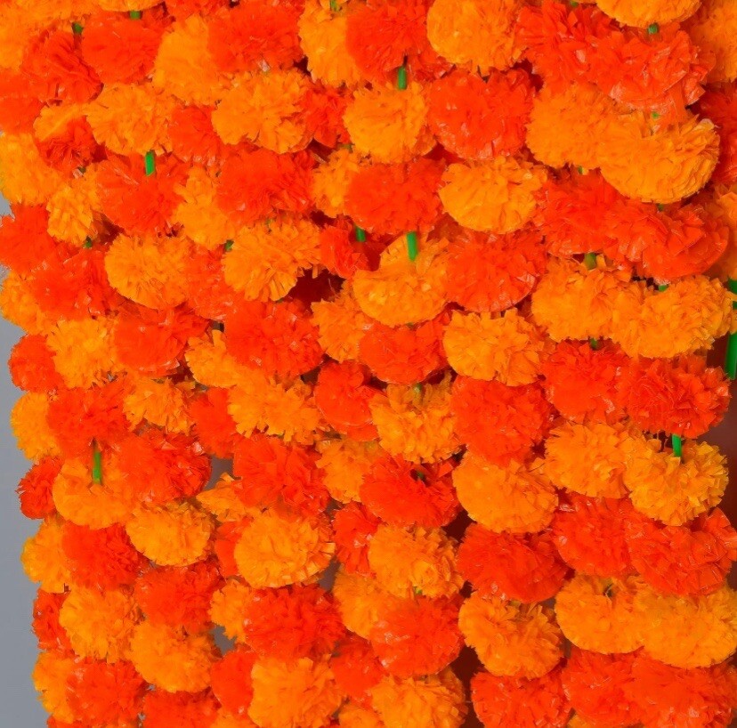 Krati Exports artificial flowers 5 pc 5 ft Marigold Garland indian wedding