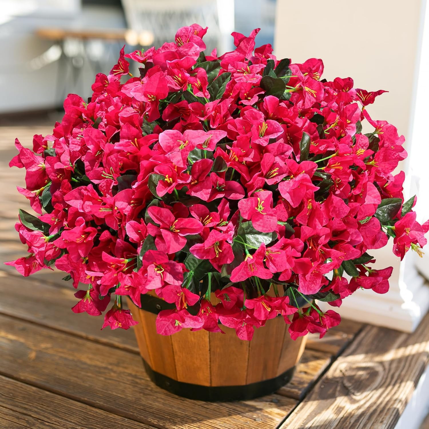 Fake Bougainvillea Artificial Flowers for Outdoors Spring Decor, 4 Bundles Outdo