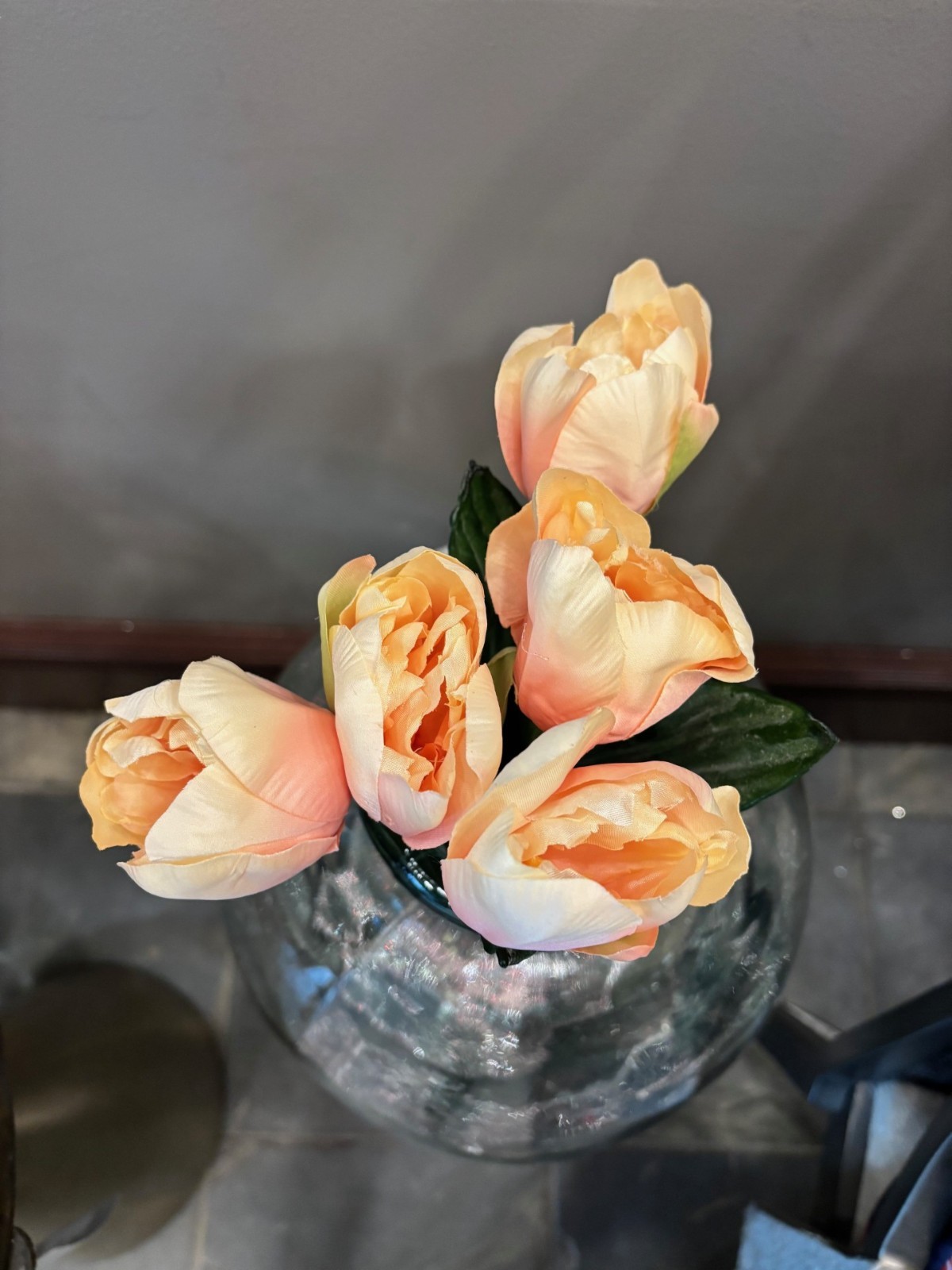 NEW Pottery Barn Early Bloom Faux Tulip Flower Bunch Bundle Bouquet Coral NWT