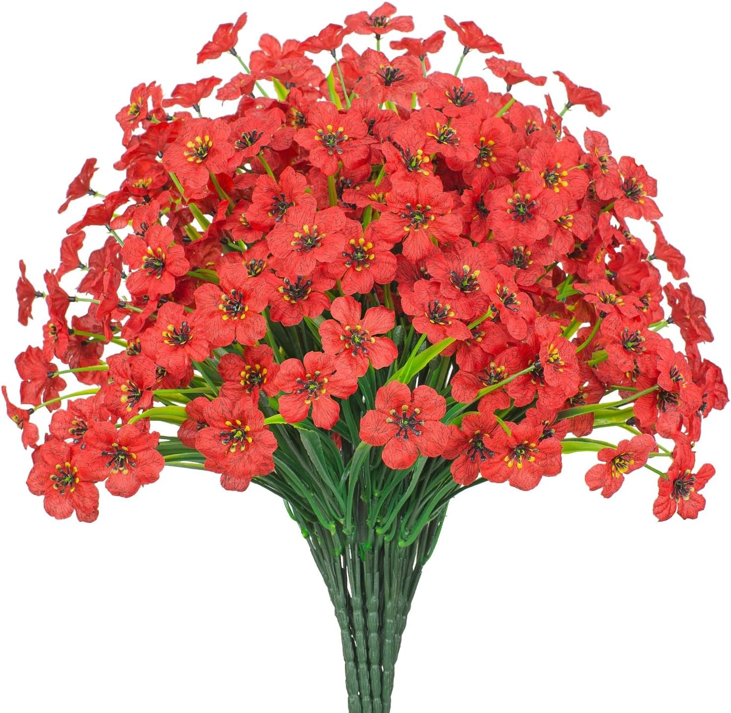 21 Bundles Artificial Flowers, UV Resistant Faux Silk Outdoor Planter