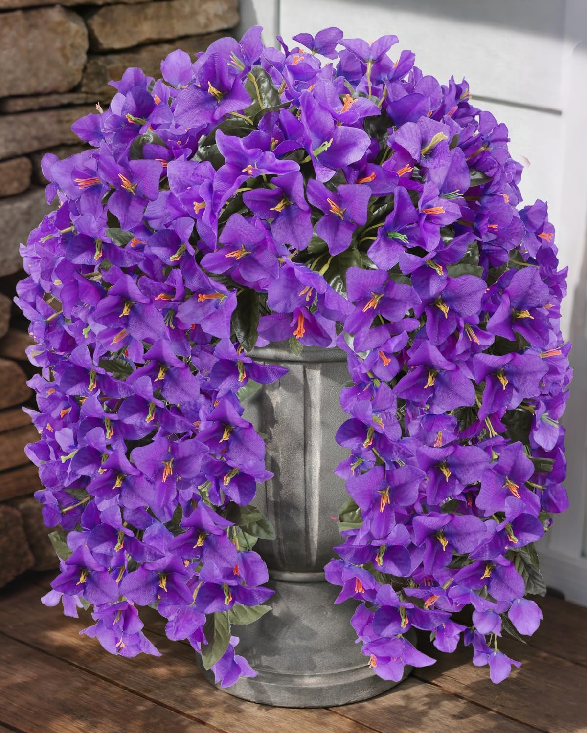 Artificial Flowers for Outdoors â€“ 2 Bundles of UV-Resistant Artificial Bou