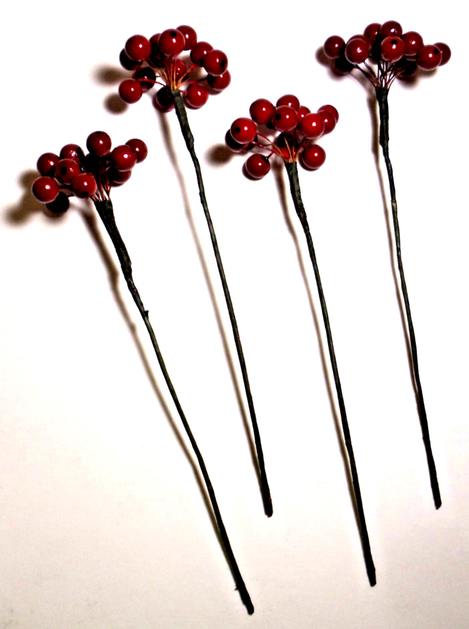 4pc 9″ Holly Berry Sprigs w/14 Red 1/2″ Berries Christmas Decoration Floral Pick