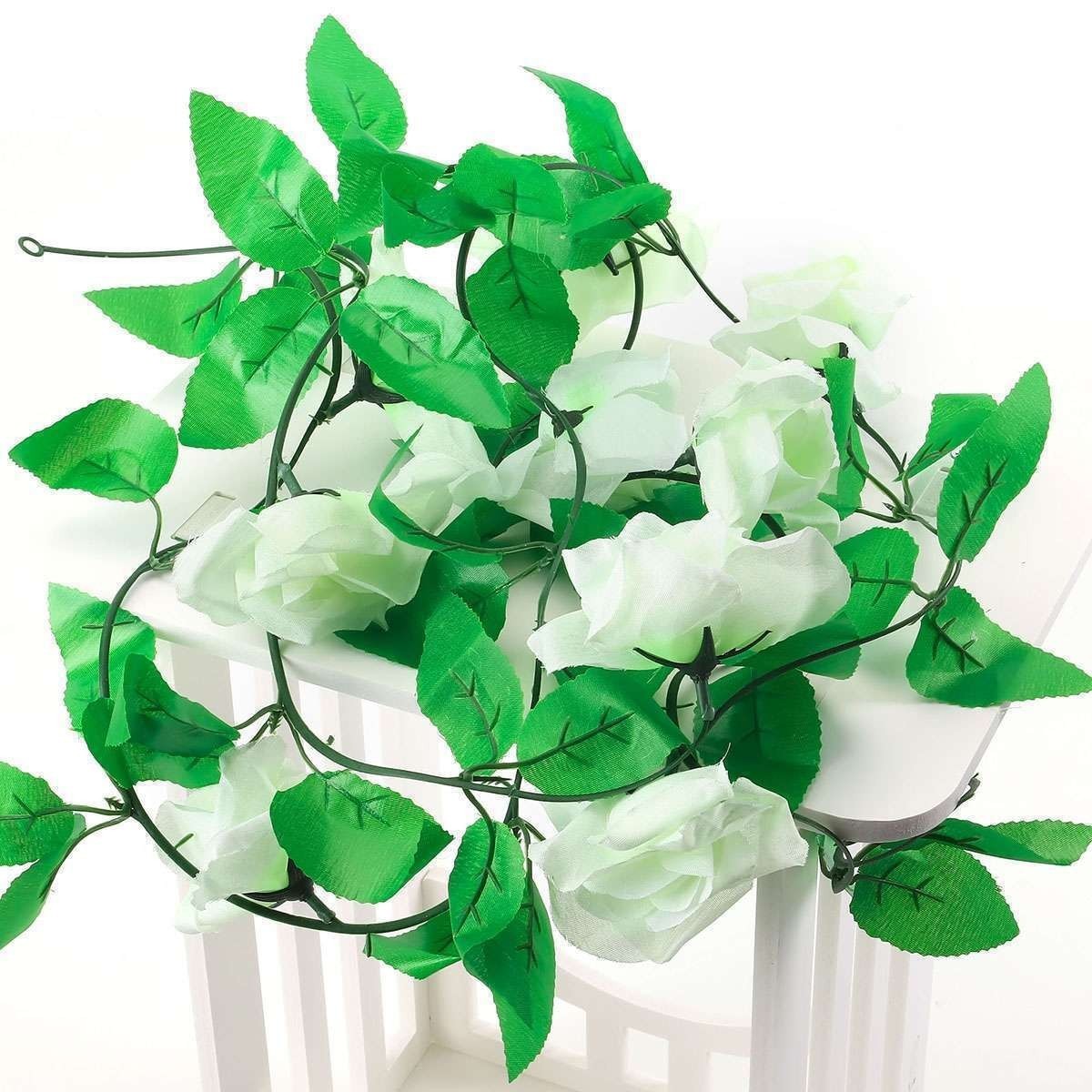 Lot Fake Rose Vine Flowers Plants 7.5Ft Artificial Hanging Ivy Home Party Decor