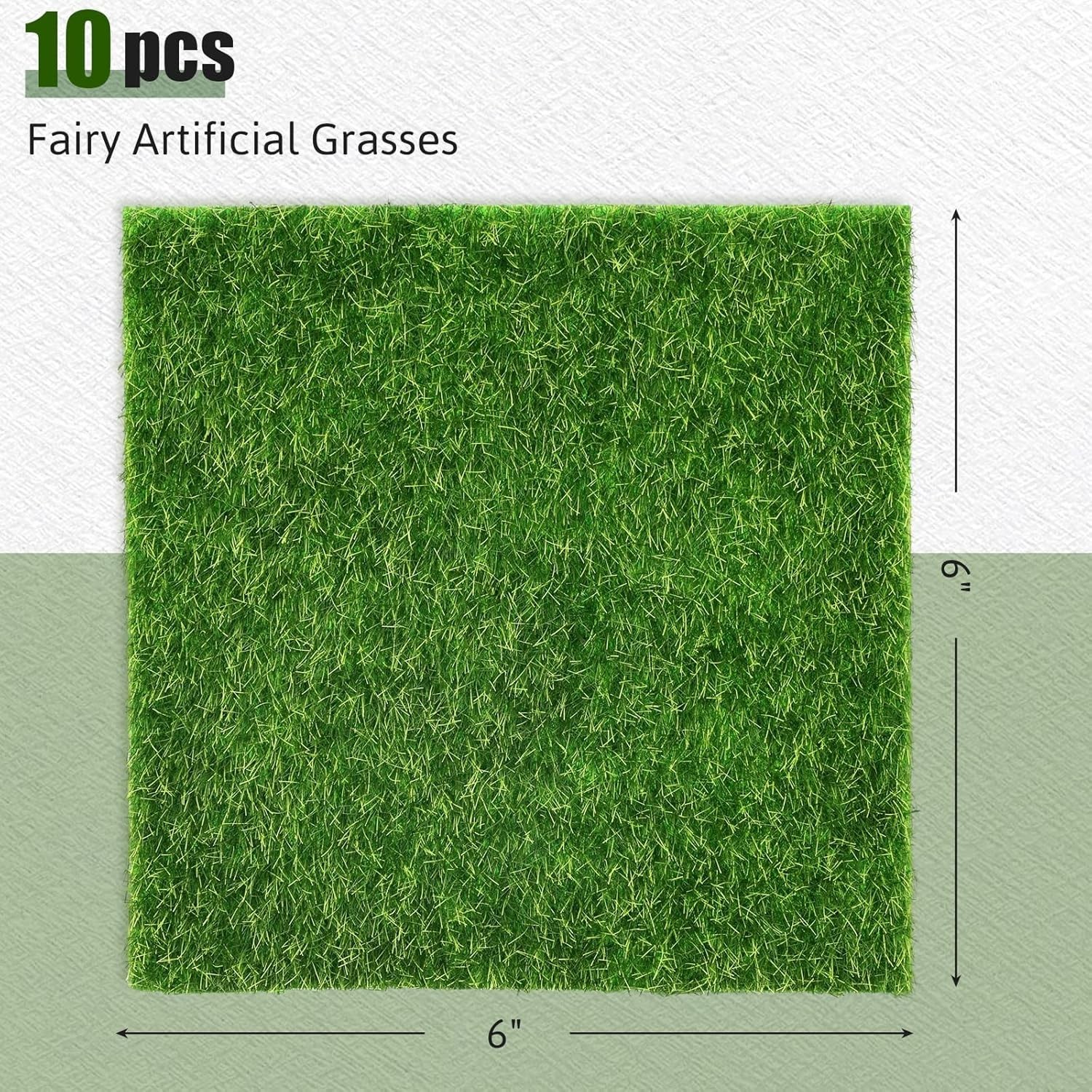 10 Packs 6″ x 6″ Fake Grass Decor, Artificial Grass for Crafts, Fairy Garden …
