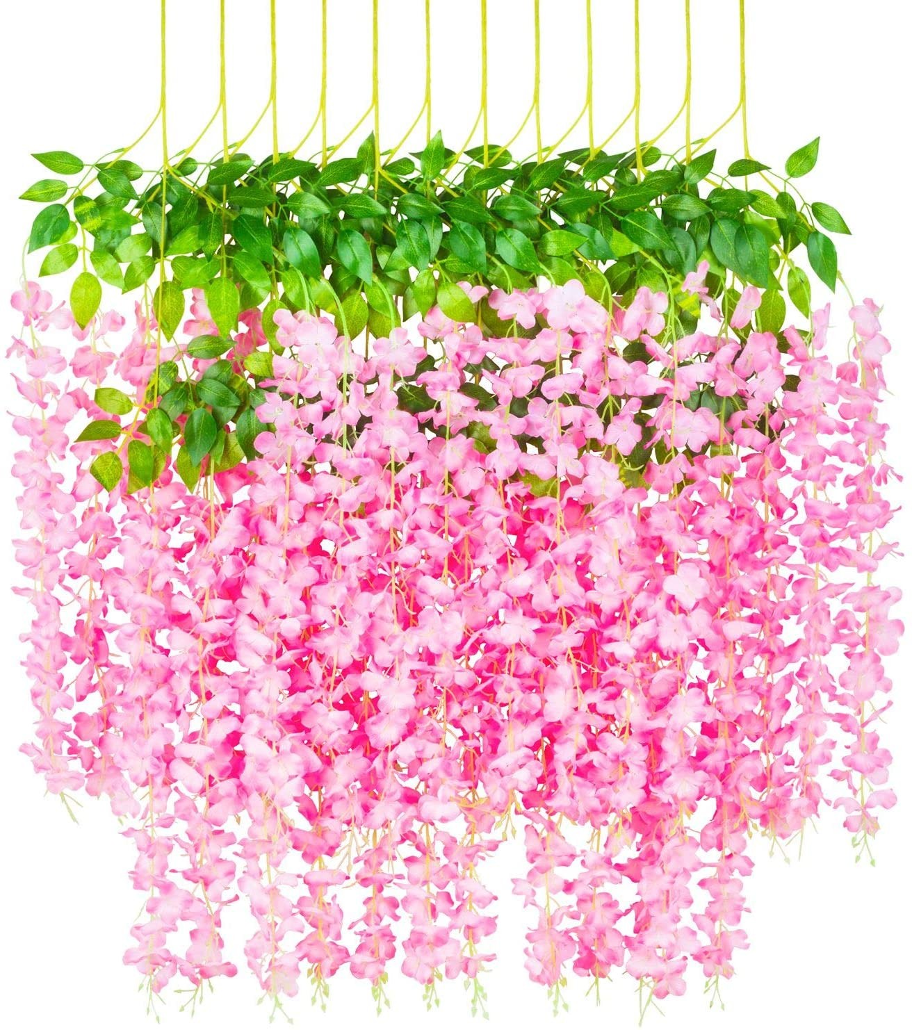 Wisteria Hanging Flowers,12x Fake Hanging Flowers,Wisteria Artificiales Garland