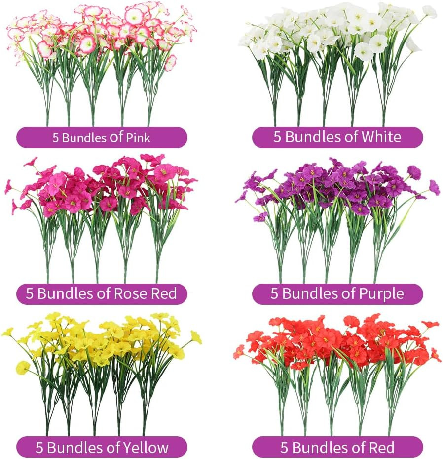 Vibrant UV Resistant Faux Daisy Flowers – 30 Bundles for Outdoor Decor
