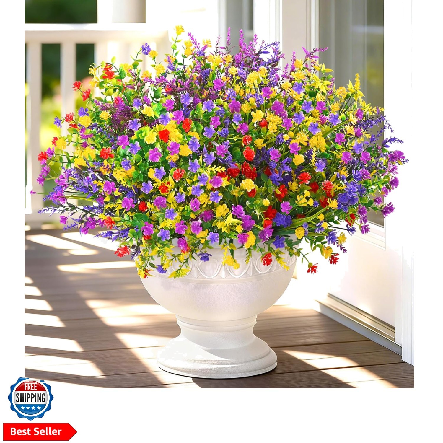 Artificial Flowers for Outdoors UV Resistant, 9 Bundles Realistic Outdoor Art…