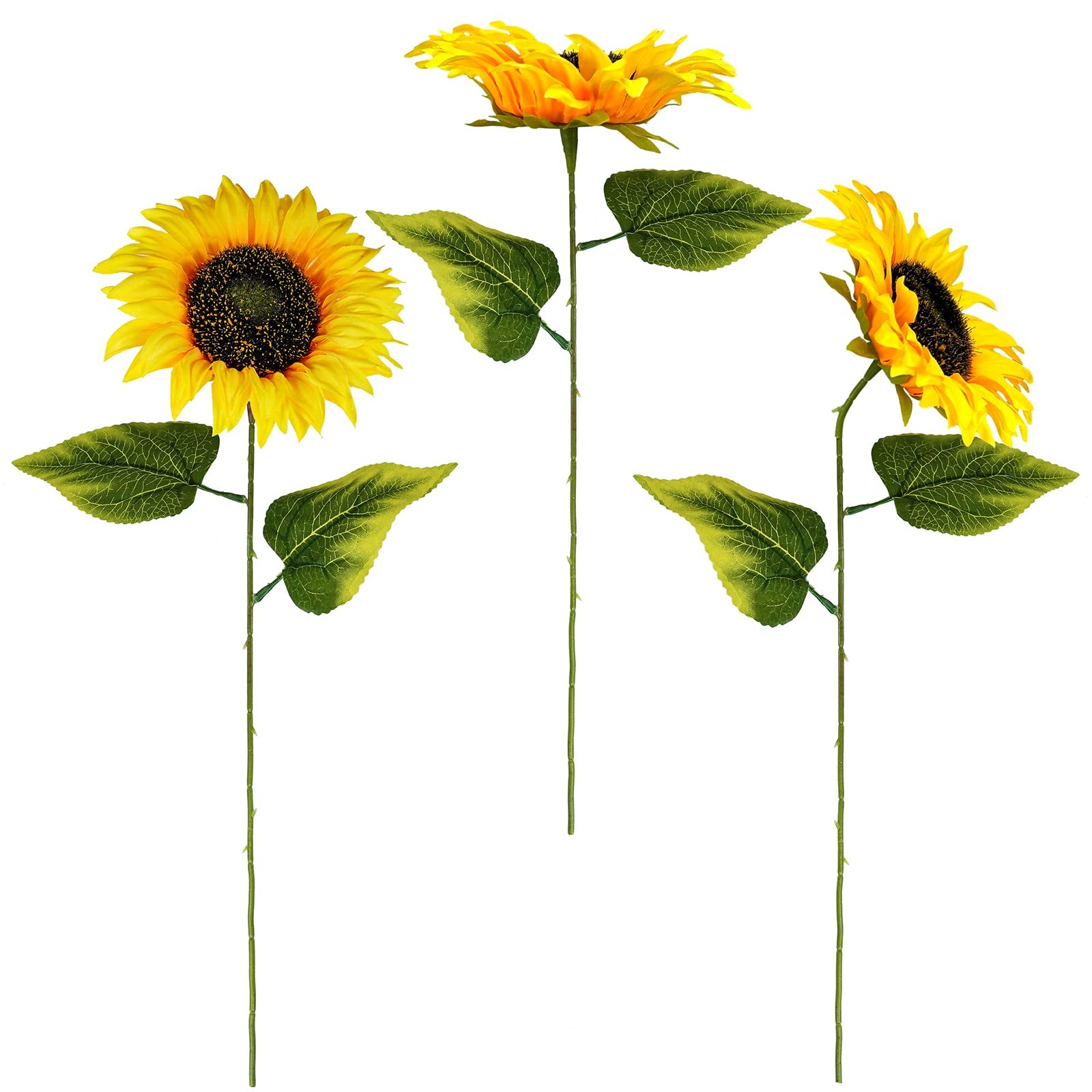 Yellow Silk Artificial Sun Flower Stems, 19.7″ Tall Full for Vase Bouquet 9 Pc