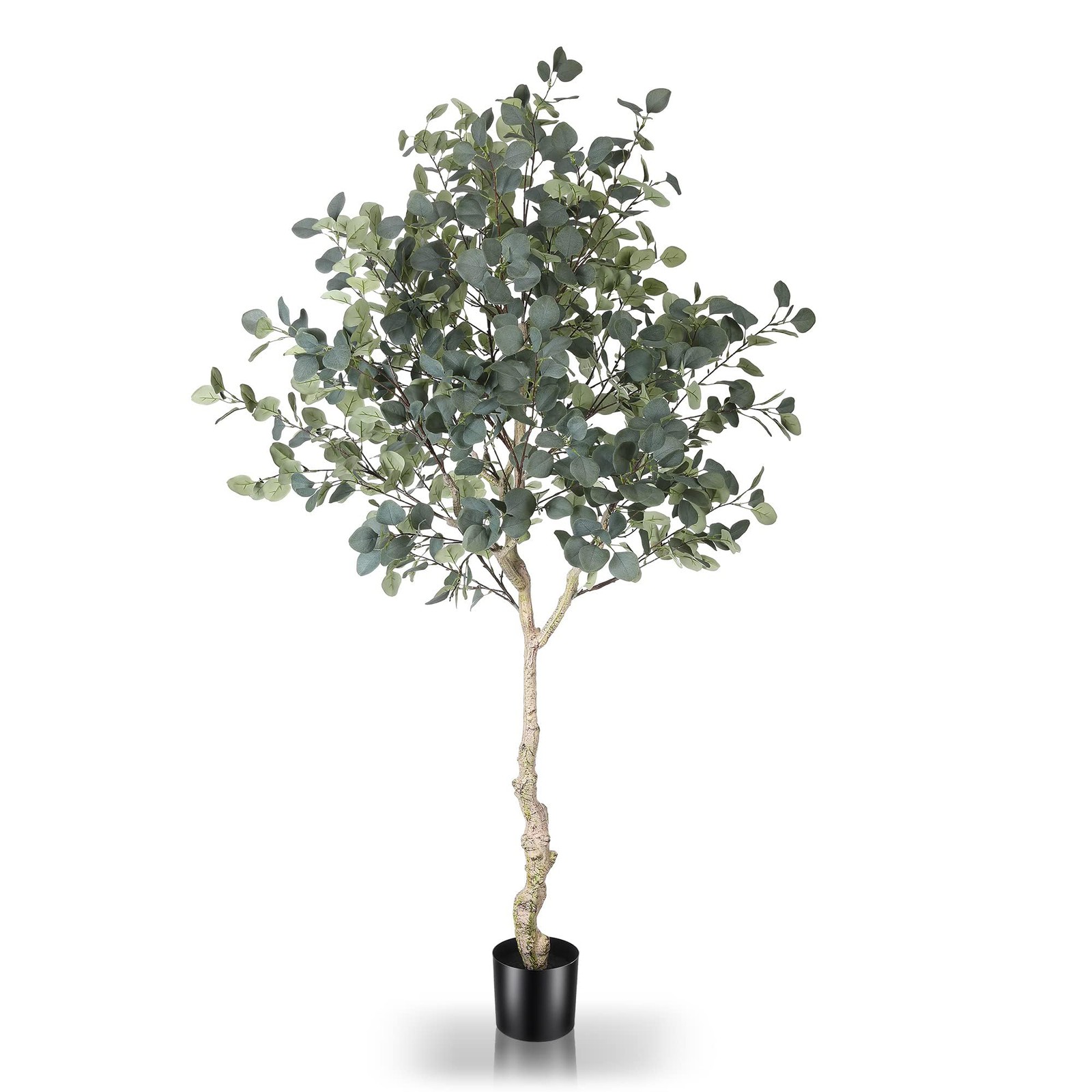 6ft Artificial Eucalyptus Tree in Plastic Nursery Pot, Tall Faux Eucalyptus S…