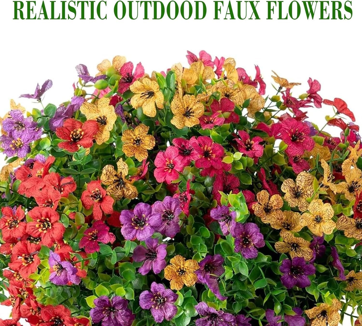 Fuchsia Pink 12 Bundles Artificial Flowers Mixing+Fern A Garden Porch Decor New