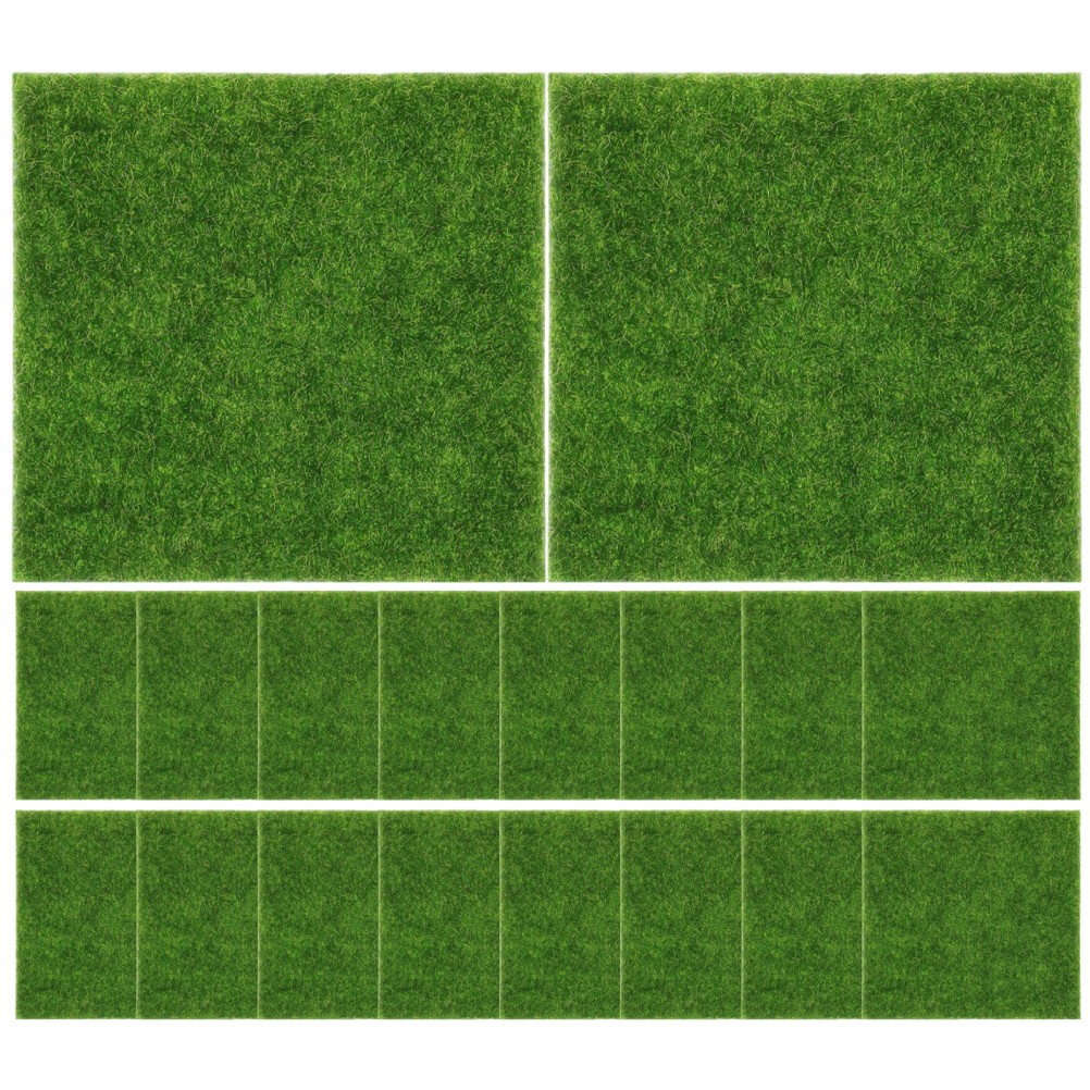 18pcs Artificial Grass Square Mat – 6 X 6 Inch Fake Grass for Crafts –
