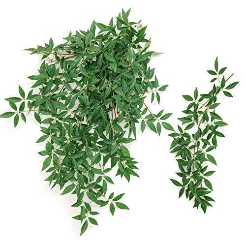 Ling’s Moment Artificial Rosa Banksiae Vine,7pcs Hanging Bushes Faux Rose Leaves