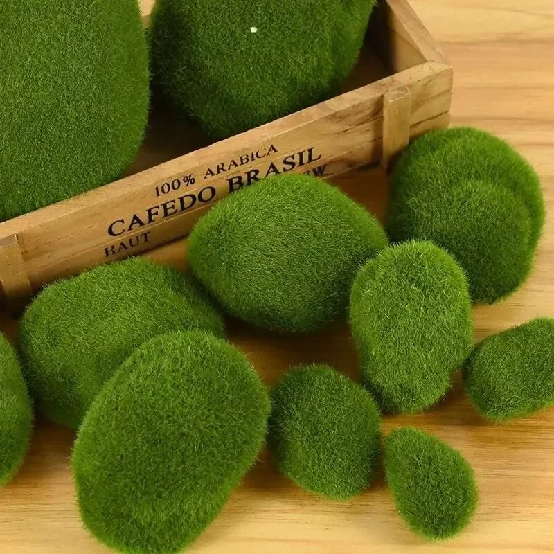 10pcs Artificial Moss Rocks Fake Green Stones Garden Pot Craft Decor Set