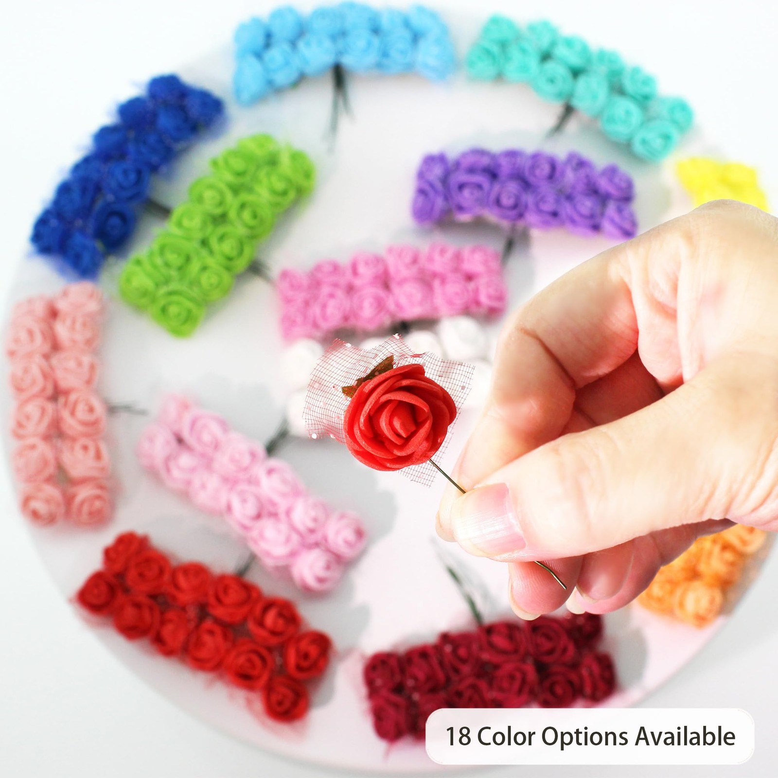 1000 PCS 0.6 Inch Mini Fake Rose Head Small Foam Artificial Teal Green