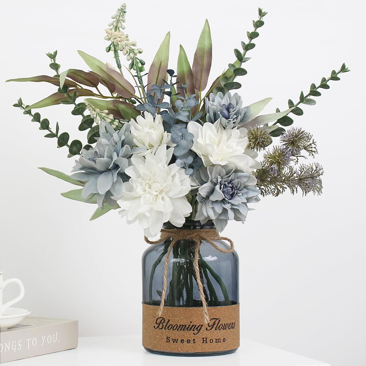 Elegant Faux Flower Centerpieces for Dining and Coffee Tables in Vase
