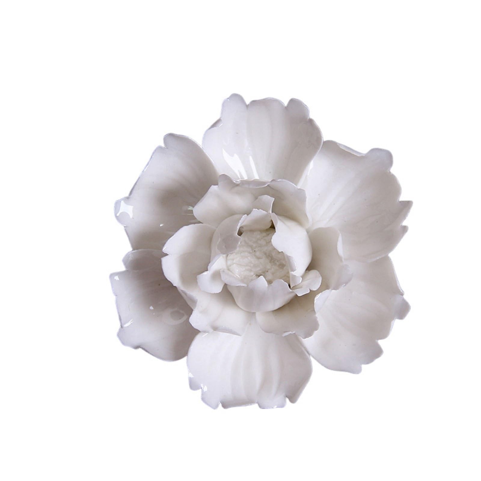 Ceramic Flower Wall Decor Handmade 3D Wall Art Hanging Sculpture White Flower…