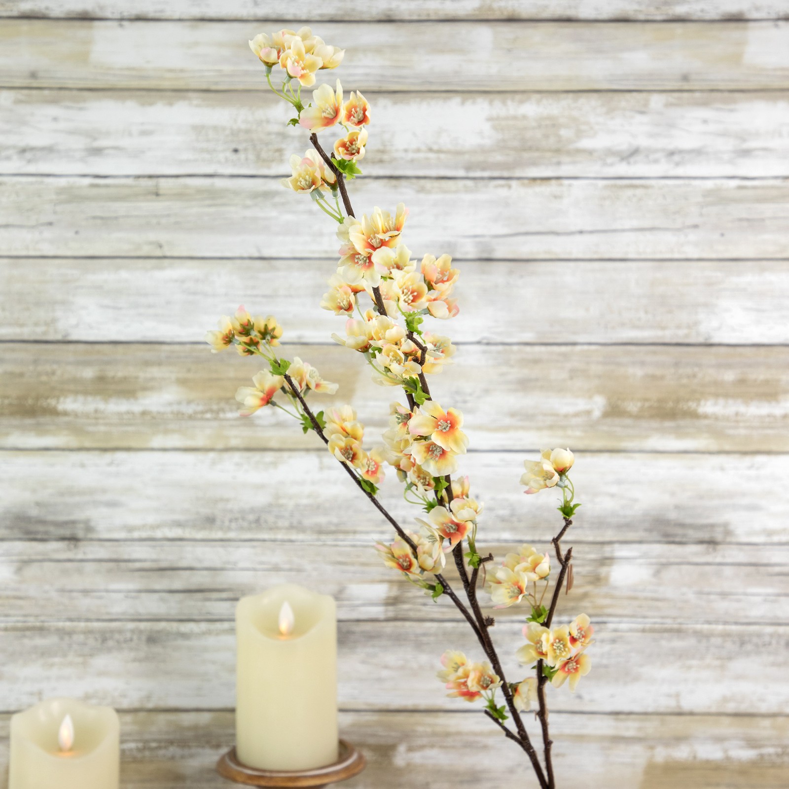 Allstate 36″ Apricot and Peach Quince Blossoms Artificial Silk Floral Spray