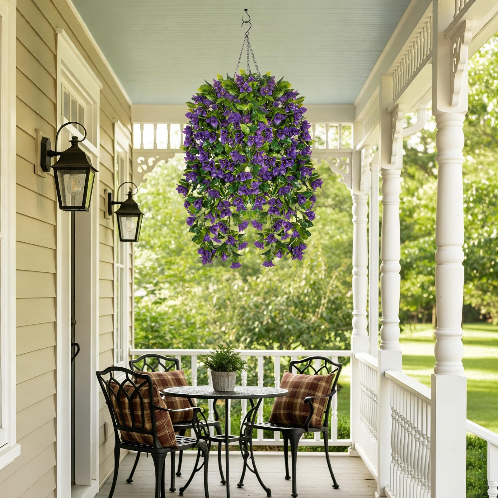 Artificial Hanging Flowers for Outdoors Planter, Fake Hanging Bougainvillea P…