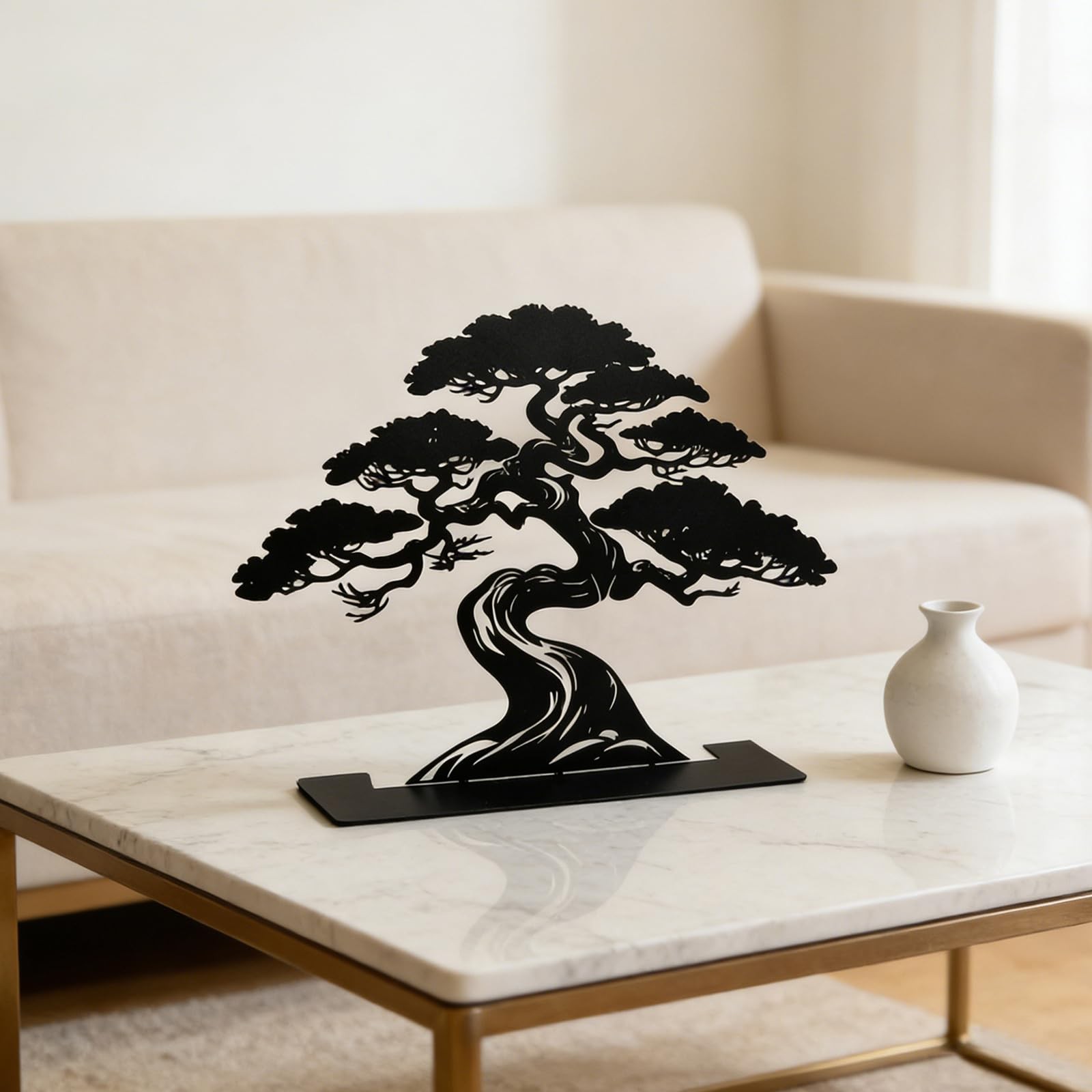 Metal Bonsai Tree Table Top Decor, Metal Bonsai Sculpture, Pine Tree Tabletop…