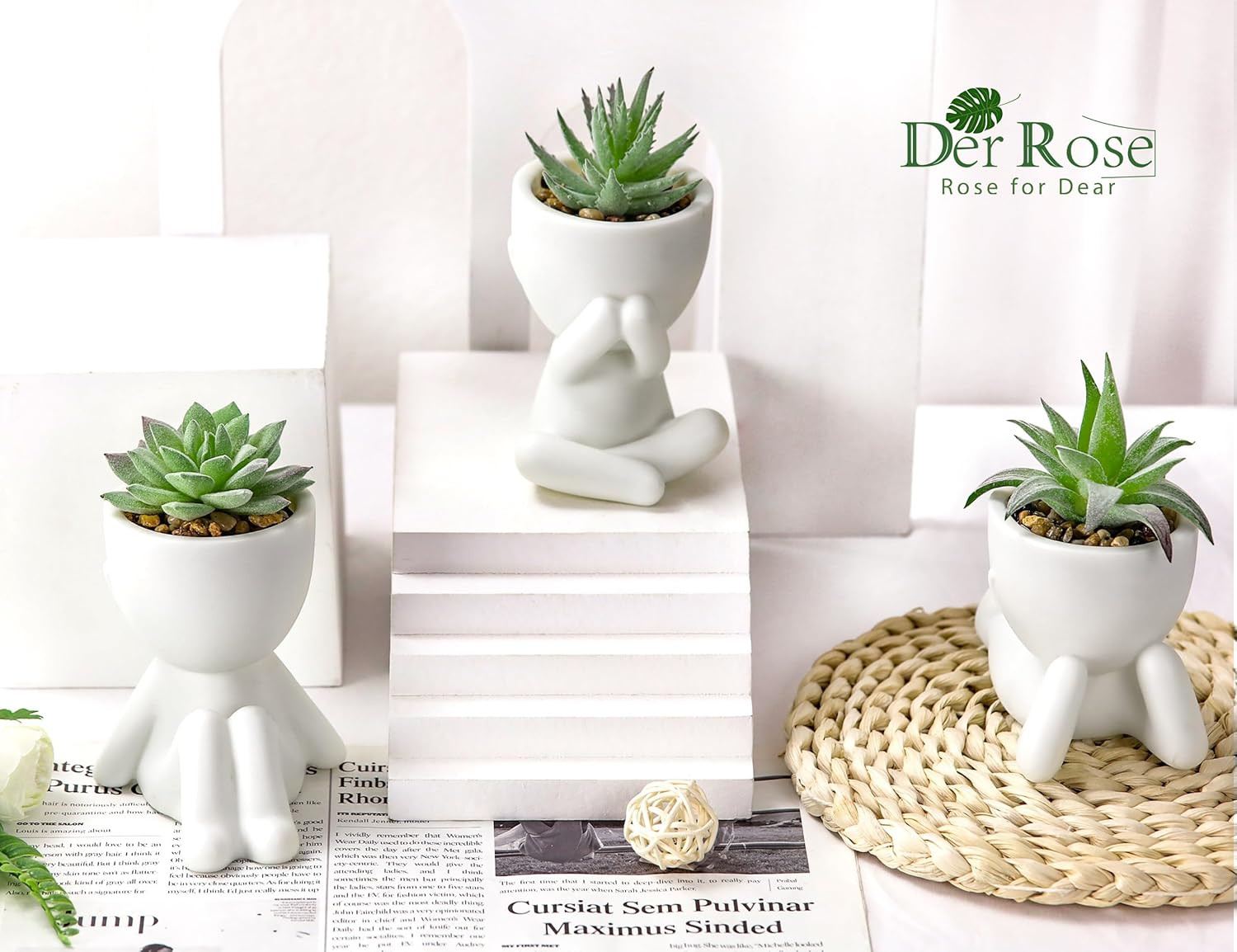 3Pcs Fake Succulents Plants Artificial for Bathroom Bedroom Home Room Decor Aest