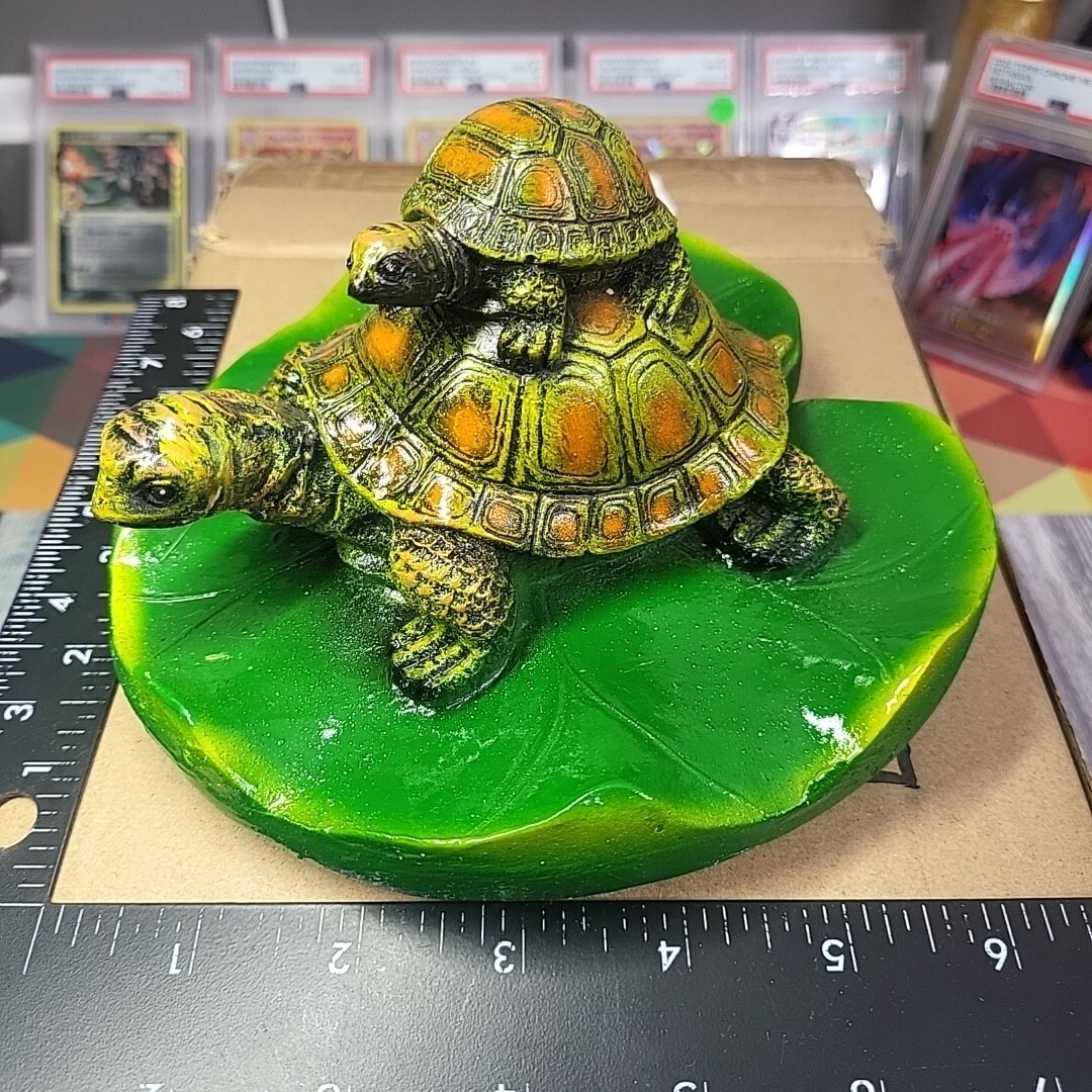 Floating Turtle on Lilly Pad Lotus Resin Pool & Pond Decor 6.5″X4″ Animal Statue