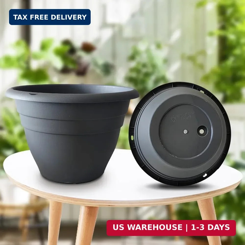 RooTrimmer 5 Pack 10 Inch Plant Pots for Indoor Outdoor,Plastic Floor Planters w