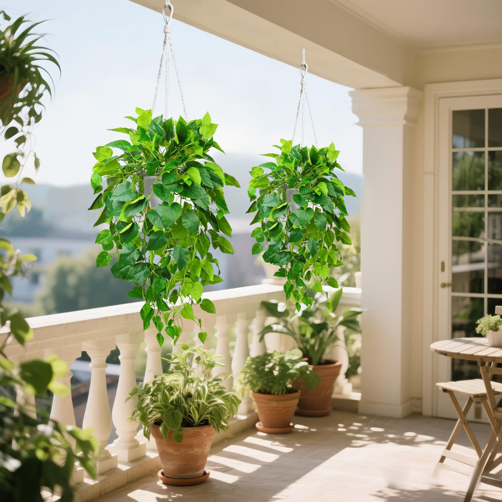 40″ Artificial Ivy Hanging Plants – 2PCS Potted Trailing Greenery for Indoor/Out